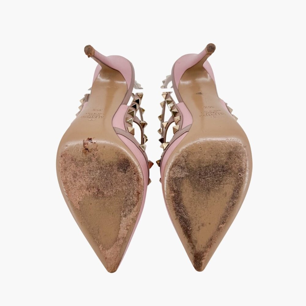Valentino Rockstud Light Pink Leather Caged Pumps Pointed Heels Size 36.5 US 6.5 - Picture 12 of 15